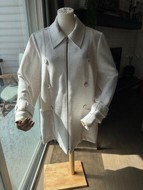 Cabi Cream Zip-Front Jacket with Button Details